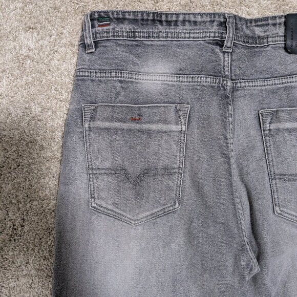 DIESEL Krooley Men Gray Jeans 36 x 30 Relaxed Straight Fit Distressed Light Wash - Picture 13 of 15